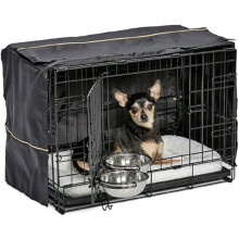 MidWest iCrate Starter Kit for X-Small Dogs - 22"""" Crate With Bed Bowls & Cover For Pets Under 12 lbs