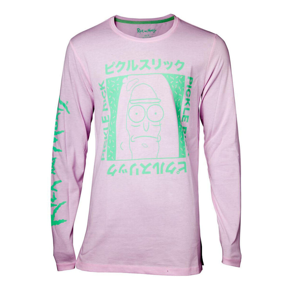 (XL) RICK AND MORTY Japan Pickle Long Sleeve Shirt, Male