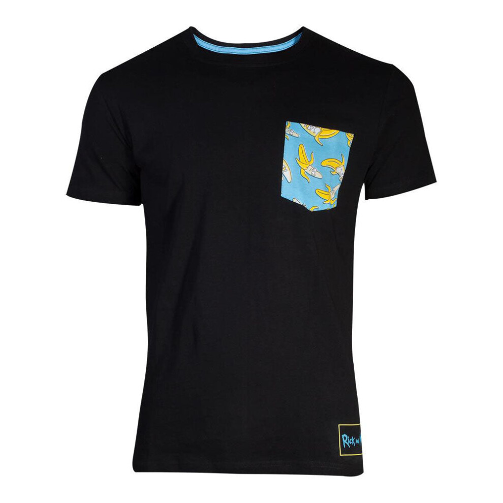 (L) RICK AND MORTY Banana Pocket T-Shirt, Male
