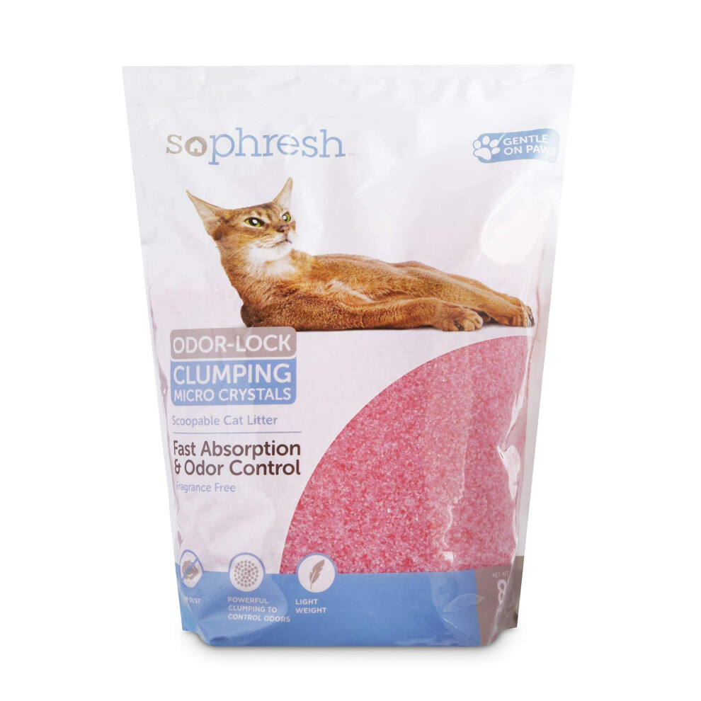 So Phresh Scoopable Odor-Lock Clumping Micro Crystal Cat Litter in Pink Silica 8 lbs.