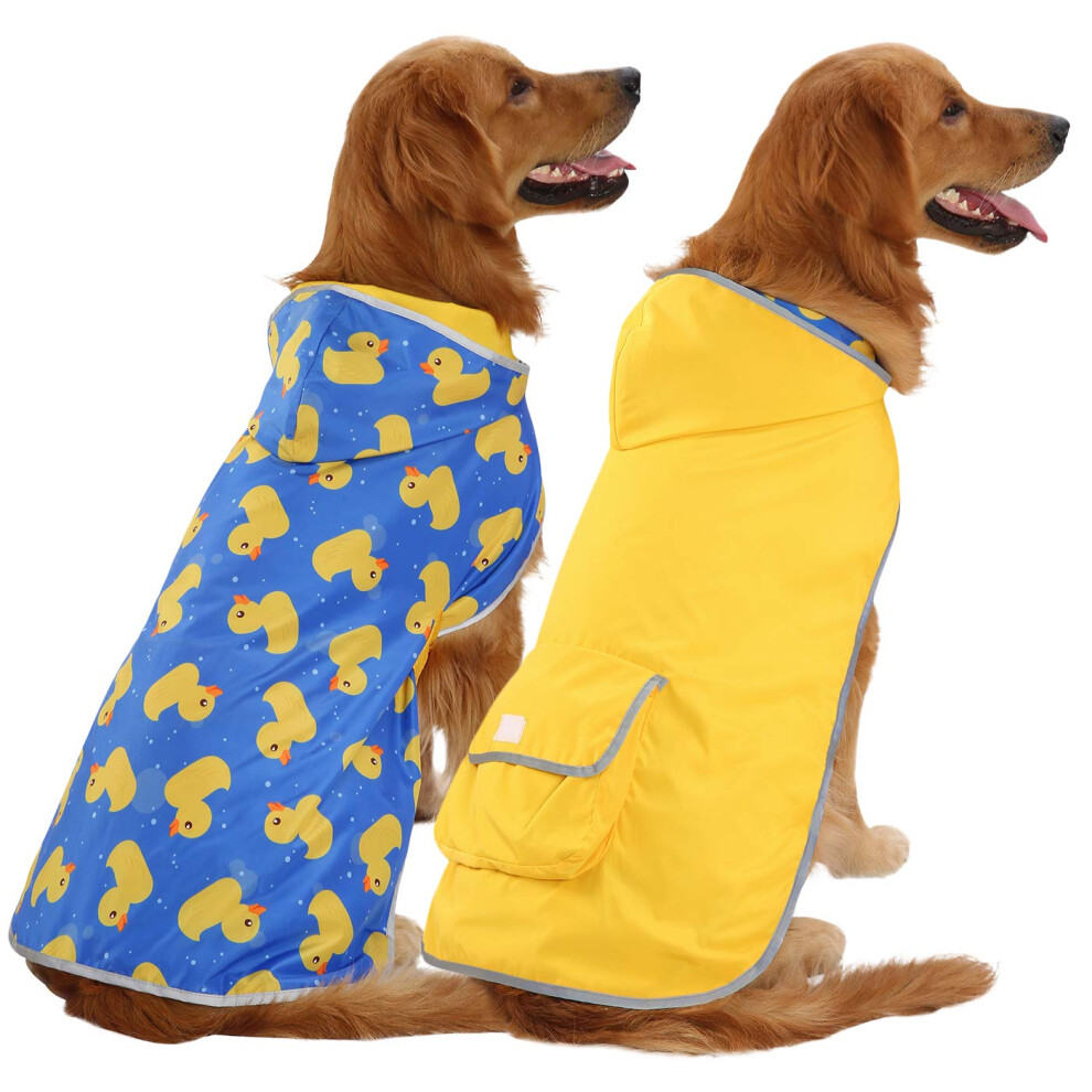 Imperm Able R Versible Capuche Pour Chien Hde, Poncho Imperm Able Pour Petits, Moyens Et Grands Chiens, Canards Jaunes - Xxl-image