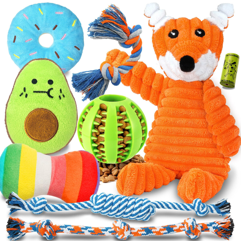 Zeaxuie Lot de 9 jouets de luxe pour chiots, pour la dentition des petits chiens, jouets     m   cher pour chiots avec de jolis jouets couineurs pour