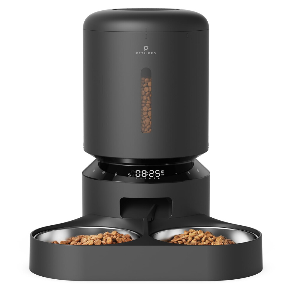 Petlibro Automatic Cat Food Dispenser For Two Cats 5L Auto Cat Feeder Dry Food Dispenser With Splitter & 2 Stainless Bowls 10S Meal Call And Timer Se