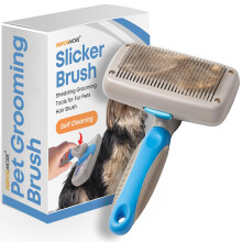 Performore Pet Grooming Brush Self Cleaning Slicker Brush med rustfrit stål trådbørster til hunde og katte, der kaster plejningsværktøjer til pel
