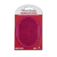 Warren London Grooming Bath Brush til hunde og katte - R?d