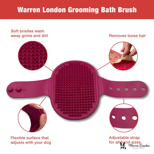 Warren London Grooming Bath Brush til hunde og katte - R?d 1