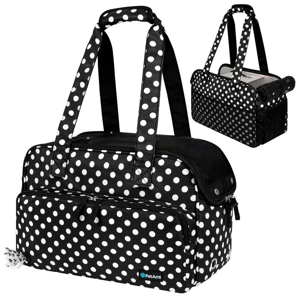 Petami Small Dog Purse Carrier Soft-Sided Pet Carrier Bag With Pockets Portable Puppy Cat Travel Handbag Tote Airline Approved Breathable Mesh Poo
