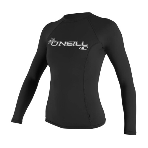 O'Neill UV Sonnenschutz Damen Basic Skins Langarm Crew Sonnenhemd Rash Guard, Schwarz, Medium