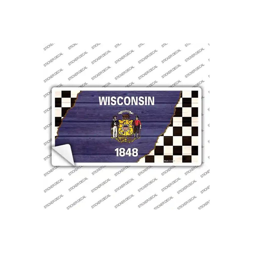 Smart Blonde Lp-13734S-S Wisconsin Racing Flag Novelty Sticker Decal - Small 792636450471