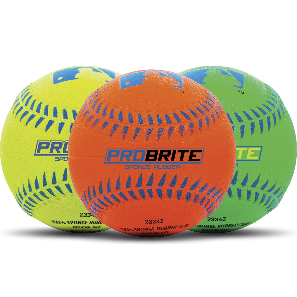 Franklin Sports - Pro Brite - Balle De Baseball En Caoutchouc Fluo - Mlb - Balle De Baseball Pour Jeunes - Baseball Et Softball - Usage Int Rieur-image