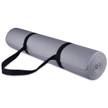 Fitvids universele 1/4-inch hoge dichtheid anti-scheur yogamat met draagriem grijs