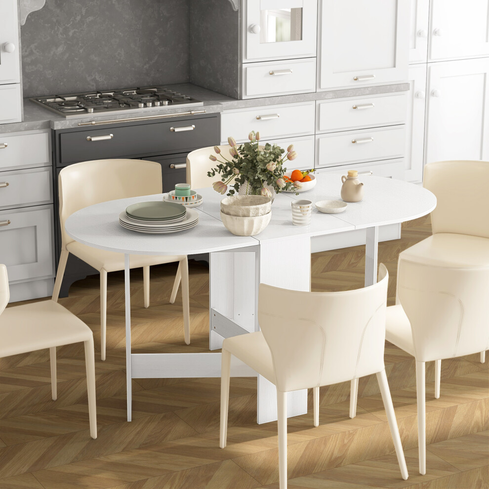 (White) HOMCOM Oval Kitchen Table for Dining Room, Small Space