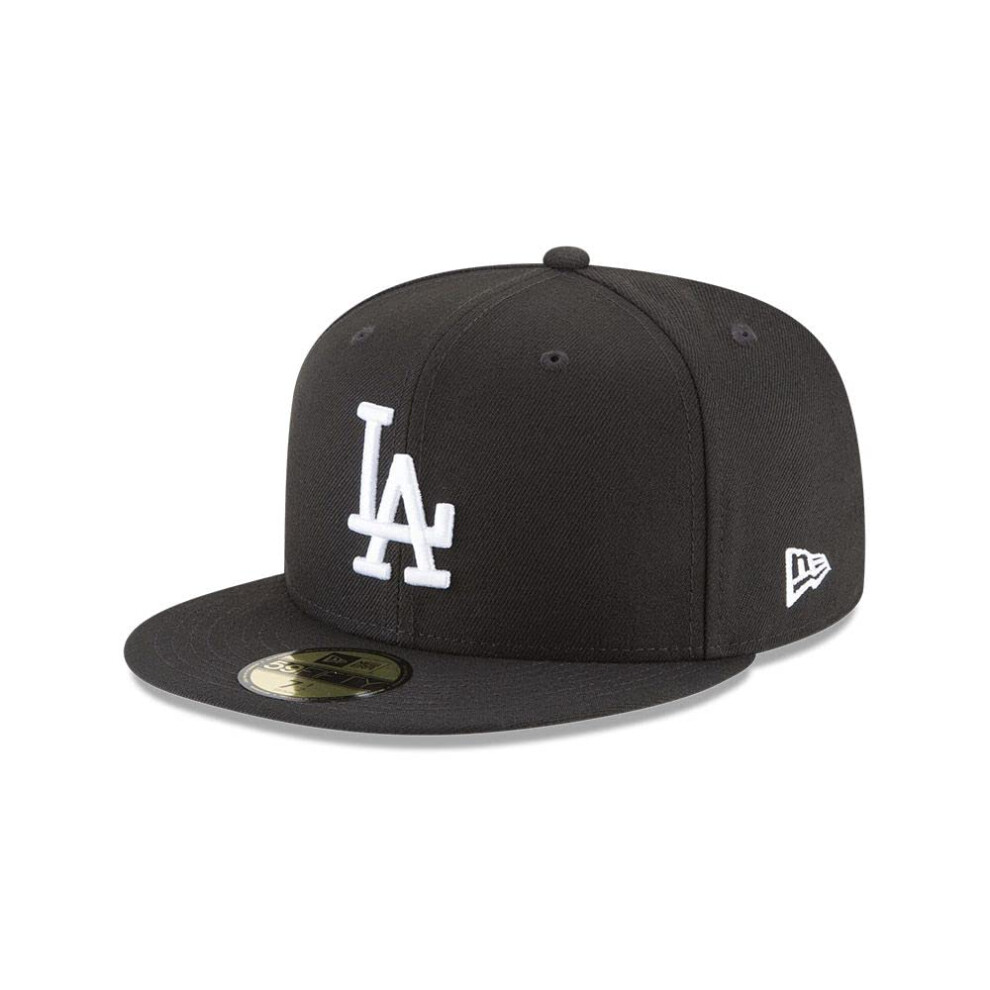 New Era Los Angeles Dodgers 59Fifty Fitted Pet Volwassenen Zwart/Wit (As1 Numeriek Numeriek_7_En_3_Achtsten 7 3/8)-image