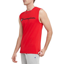 Champion Men's Classic Jersey Muscle Tee Screen Print Script Scarlet Small