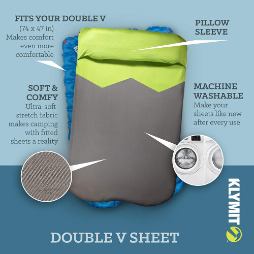 Klymit Static V Sheet  Sleeping Pad Cover  Green/Gray  Double 1