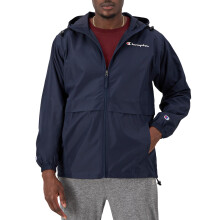 Giacca antivento e impermeabile Champion Stadium con cerniera completa da uomo, blu navy, piccola scritta grande
