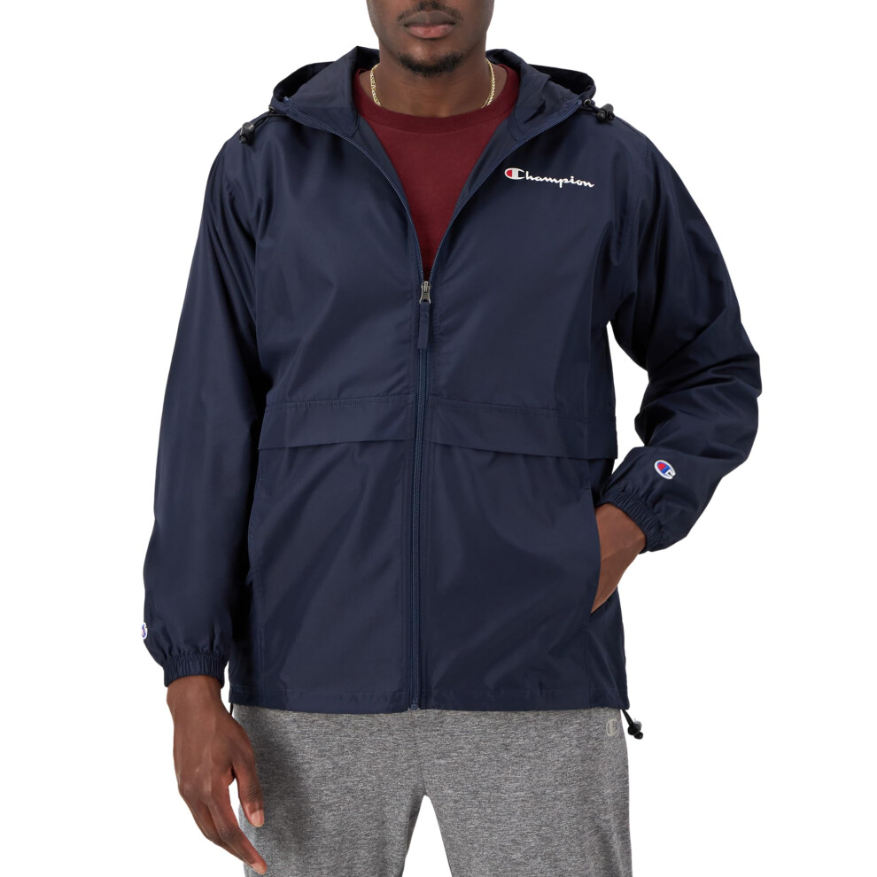 Veste coupe-vent et imperm   able Champion Stadium pour homme, enti   rement zipp   e, bleu marine, petit format, grand format