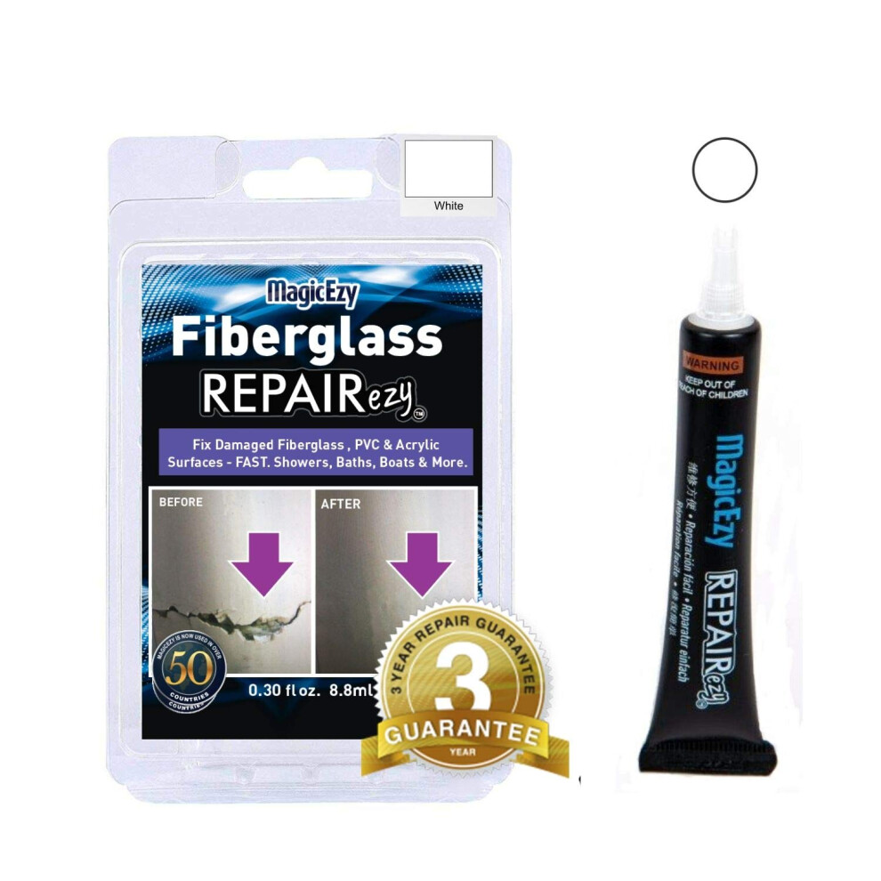 MagicEzy Fibreglass RepairEzy (Blanc) - Kit de r  paration de fibre de verre dans un tube - Bateau Piscine Baignoire Planche de surf - Douche en fibre