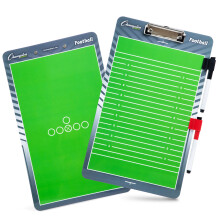 Champion Sports Dry Erase Clipboard for Coaching Football - Whiteboards for Strategizing Techniques Plays - 2-Sided Clipboards with Clip - Front Sid