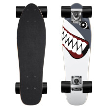 Skateboard completi da 22 pollici, mini cruiser per principianti, bambini e bambine (Shark)