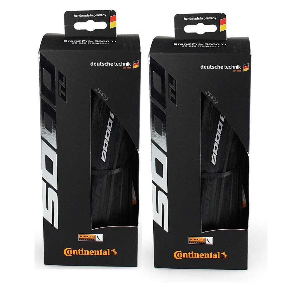 Continental Grand Prix 5000 TL 700 X 28 Black-BW + Black Chili 2-Count