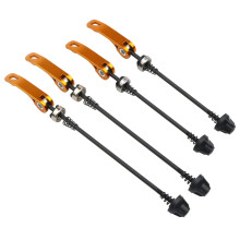 Zwart/blauwe snelspannaaf voor fiets, voor- en achteras, holle as, geschikt voor racefiets, mountainbike, MTB, BMX, 2 paar (goud)