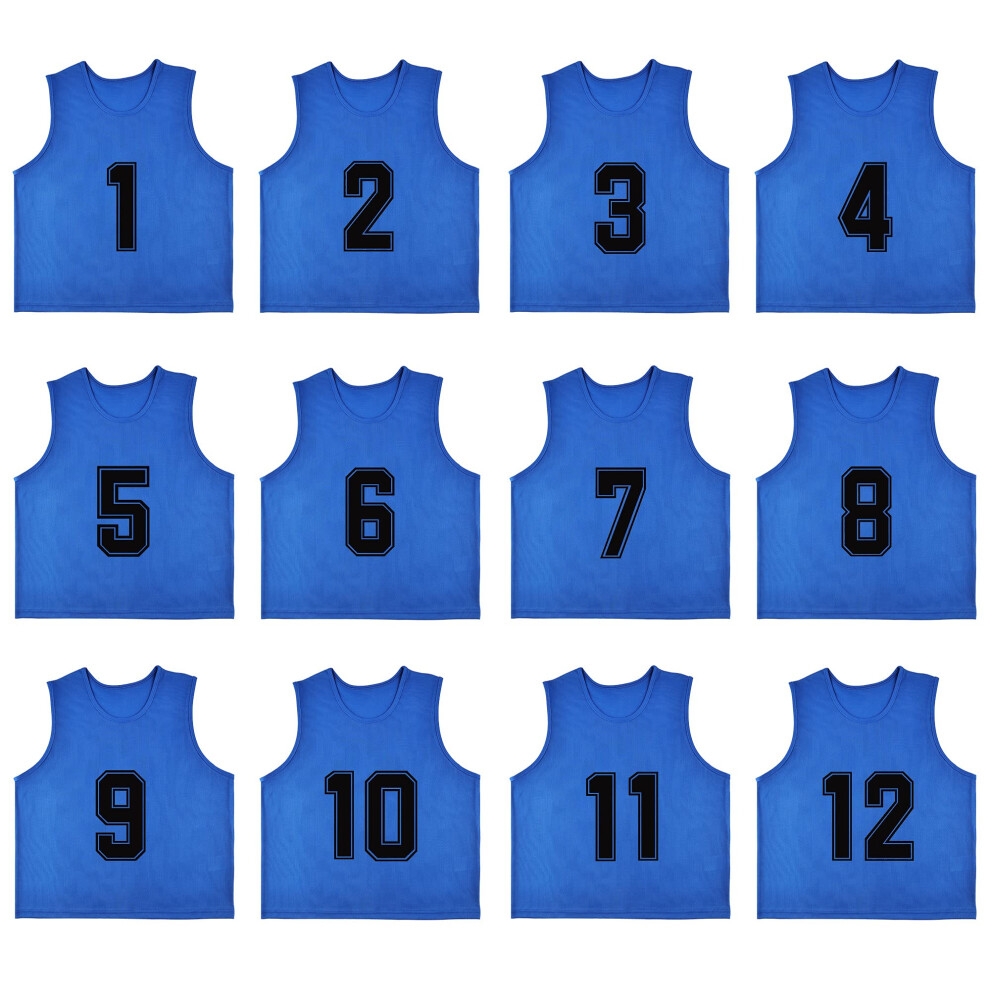 RE-HUO - Paquete De 12 Chalecos Deportivos Numerados (1-12) Para Entrenamiento De Baloncesto, F Tbol, Voleibol Y B Isbol (Azul Oscuro, Talla 1-12-image