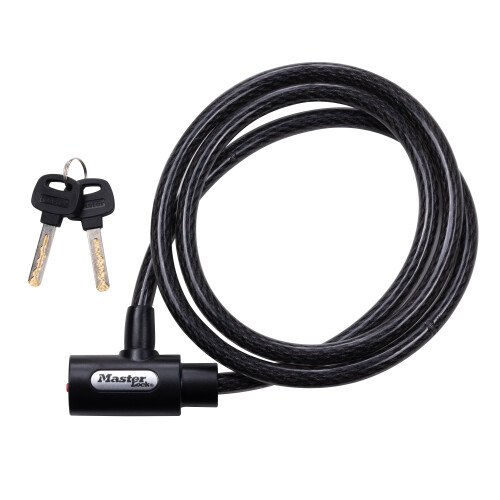 Master Lock Cadeado de bicicleta com cabo Master Lock 8364DCC com chave de 5 ps de comprimento preto