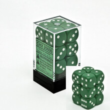 Chessex Opaque 16Mm D6 Terningblok 12 Pippede Terninger Gr?n/Hvid