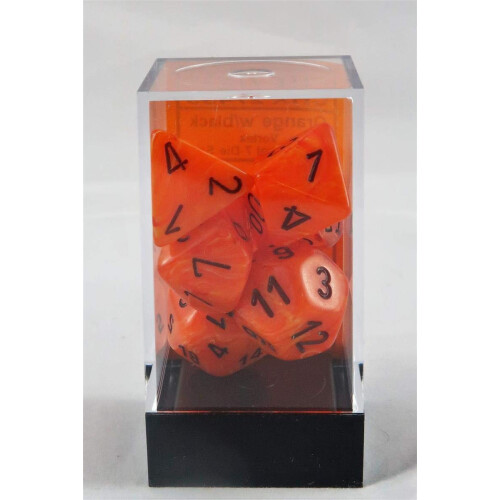 Chessex terninger: Polyhedral 7-Die Vortex ternings?t - Orange m/sort CHX-27433 1