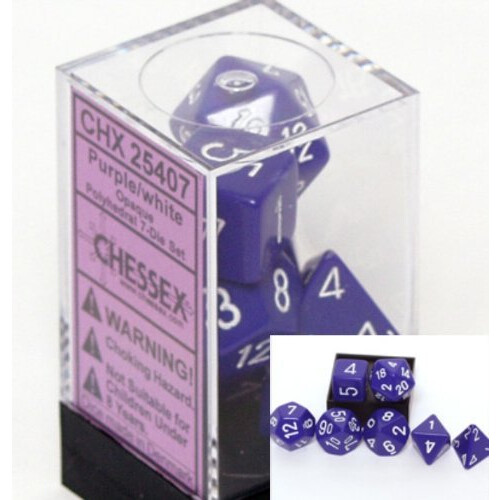 Jeu de 7 d   s poly   driques opaques - Violet et blanc 2