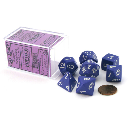 Jeu de 7 d   s poly   driques opaques - Violet et blanc