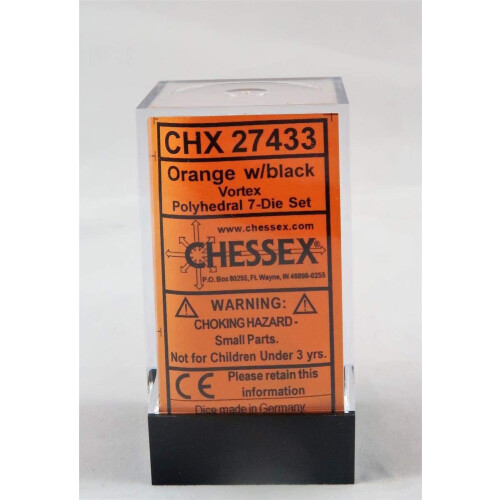 Chessex terninger: Polyhedral 7-Die Vortex ternings?t - Orange m/sort CHX-27433 2