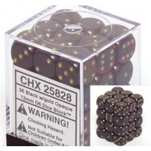Svart med guld ogenomskinlig trning 12 mm D6 Set med 36