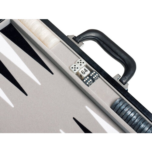 Resesällskap Backgammon Set - Läderlook, Sammet Spelplan - 15-tum, Svart/Grå 2