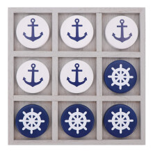 Nautisch stranddecor Tic Tac Toe houten spelset voor gezinnen, bootliefhebbers