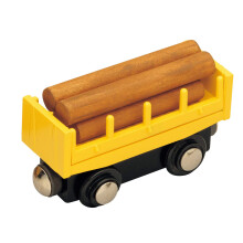 Maxim Enterprise Inc. Vagone per treni in legno per bambini, set di treni da 5 pezzi con collegamento magnetico e tronchi rimovibili, compatibile
