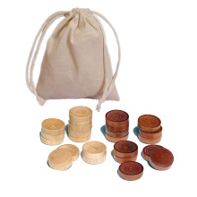 WE Games Fa backgammon chips, szvettasak - barna s termszetes 1 hvelyk tmroju