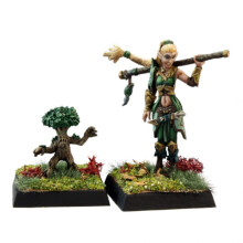Pathfinder Druid og Familiar Miniature (umalet)
