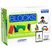 Faser L?ringsmaterialer Sprogbygger Block Imitation Kit Curriculum for Autism & Preschool 120 Foregive Play Flashcards 40 Tr?blokke iPad -app