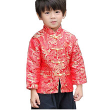 Little Boys Dragon Tang Coat manica lunga abbigliamento cinese per bambini costumi da ragazzo tops (rosso 12)