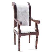 Classics by Handley Dollhouse Miniature Armchair Walnut with White Fabric