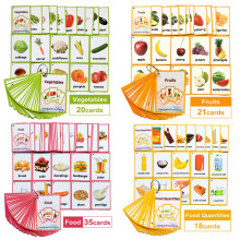 Fruits/Vegetable/Foods/Food Quantities English Flash Cards Pocket Card Learning Baby Toys for Children Pre-Kindergarten Kids Gifts