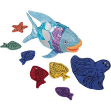 Cre8tive Minds The Rainbow Fish Puppet - Prop Set For Visual Storytelling 15 Piece Set Puppet Show Theater For Kids Bedtime Story Engaging Physic