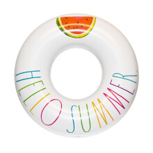 Rae Dunn x CocoNut Float Junior Ring Float - Hello Summer Theme - 32 Inch Inflatable Raft & Durable Water Inner Tube - Stable Ride-On for Summer