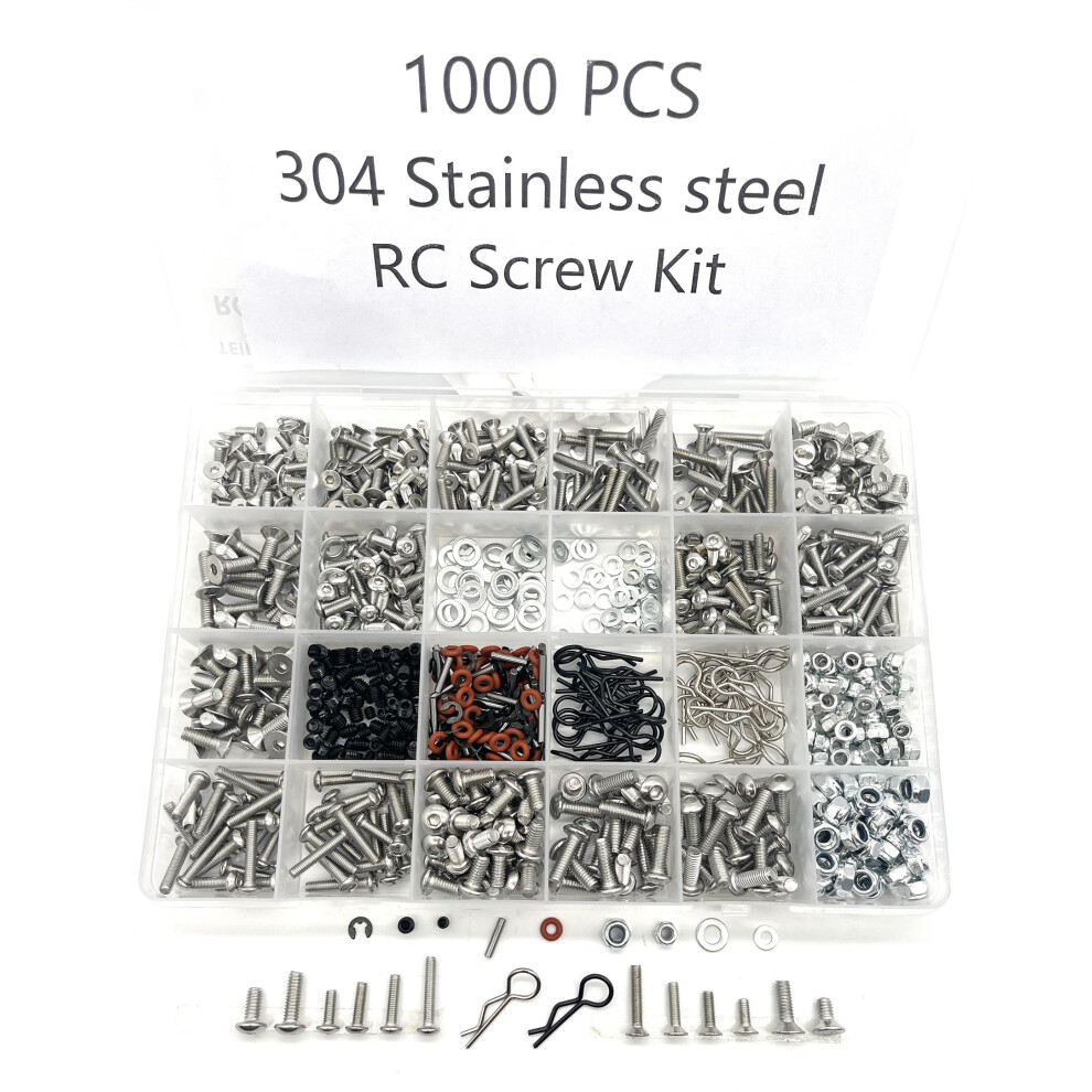 1000Pcs Universal Rc Screw Kit Screws Assortment Set Hardware Fasteners For Traxxas Axial Redcat Hpi Arrma Scx10 Losi 1/8 1/10 1/12 1/16 Scale Rc Car 784232323754