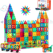Magnetic Tiles Building Blocks for Kids STEM Approved Educational Toys 3D Magnet Puzzles Stacking Blocks for Boys Girls 100 PCS Advanced Set with 2 C