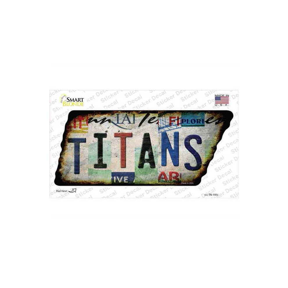Smart Blonde Tn-191S-M Titans Strip Art Novelty Rusty Tennessee Shape Sticker Decal - Medium 792636467554