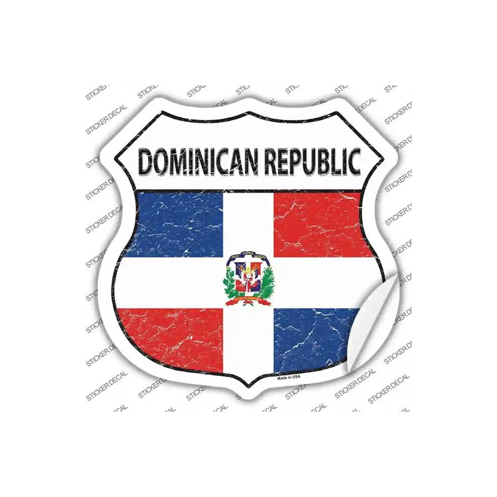 Smart Blonde Hs-236S-S Dominican Republic Flag Novelty Highway Shield Sticker Decal - Small 792636470264
