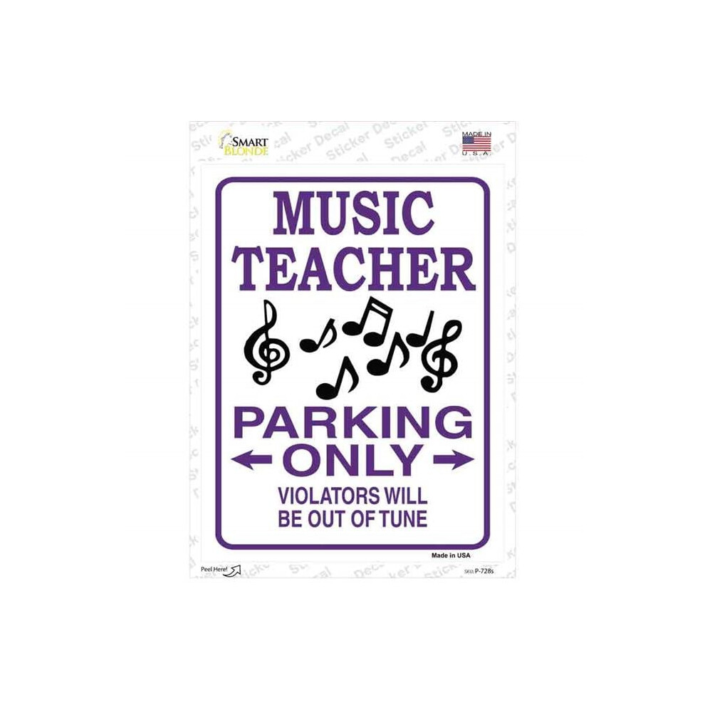 Smart Blonde P-728s-M Music Note Teacher Parking Novelty Rectangle Sticker Decal - Medium-image-OPC-PGC7SCQ-NEW